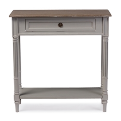 Baxton Studio Edouard French Provincial Style White Wash Distressed Wood and Grey Two-tone 1-drawer Console Table